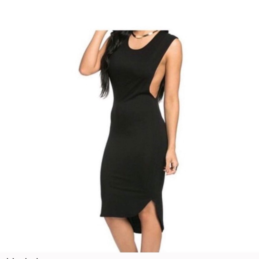 Black, side boob dress